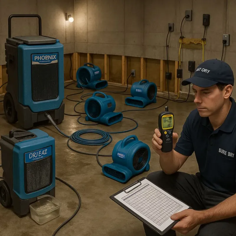 Structural Drying and Dehumidification process in Highland Acres, DE